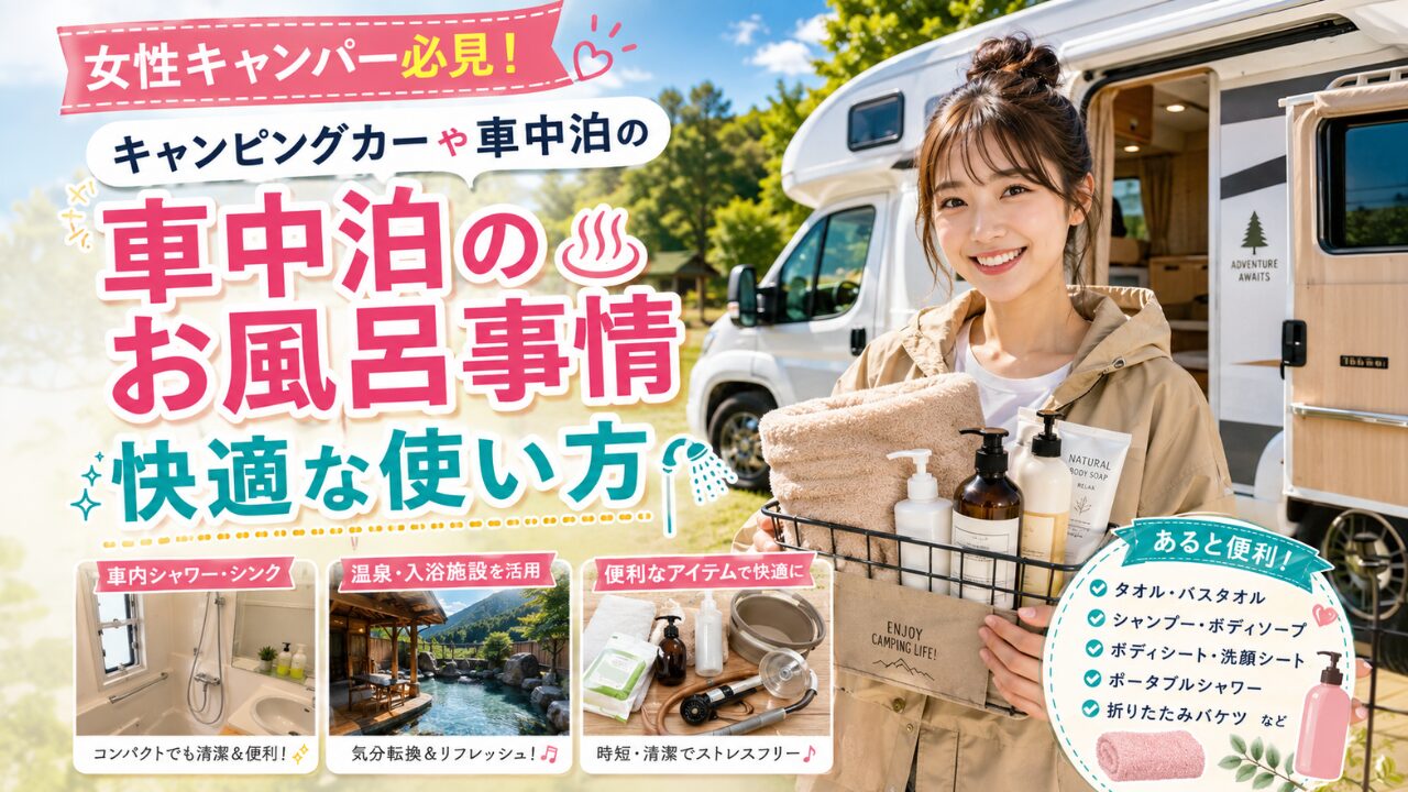 女性キャンパー必見！キャンピングカーや車中泊のお風呂事情と快適な使い方
