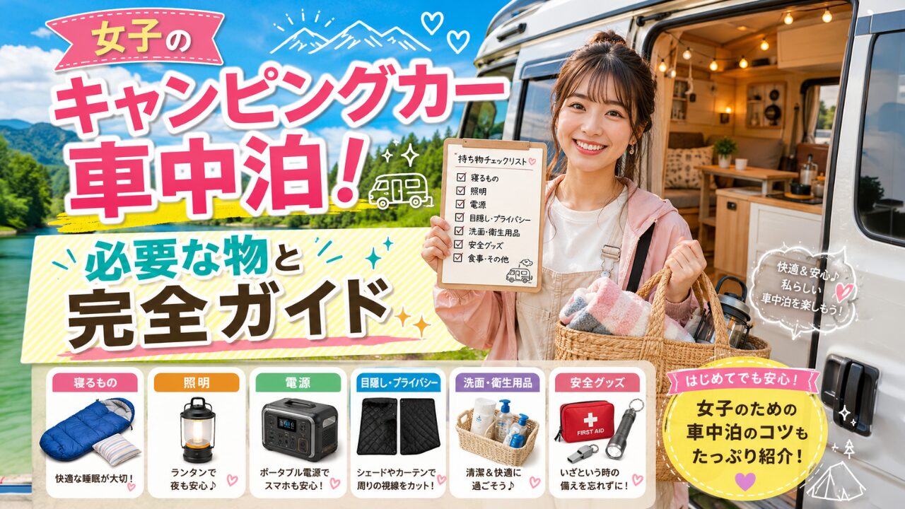 女子のキャンピングカー車中泊！必要な物と完全ガイド