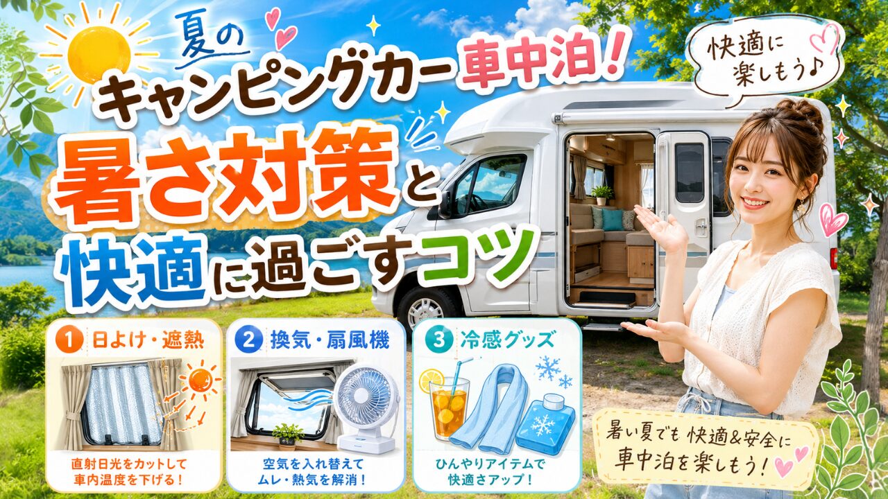 夏のキャンピングカー車中泊！暑さ対策と快適に過ごすコツ