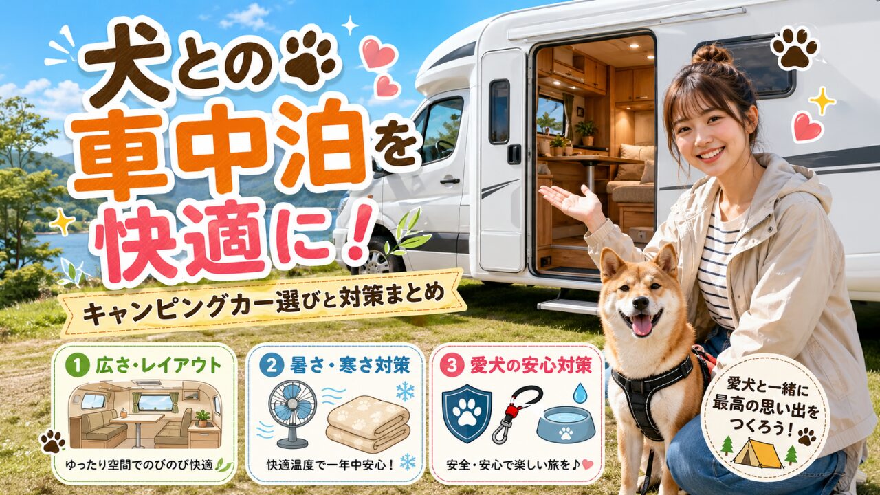 犬との車中泊を快適に！キャンピングカー選びと対策まとめ