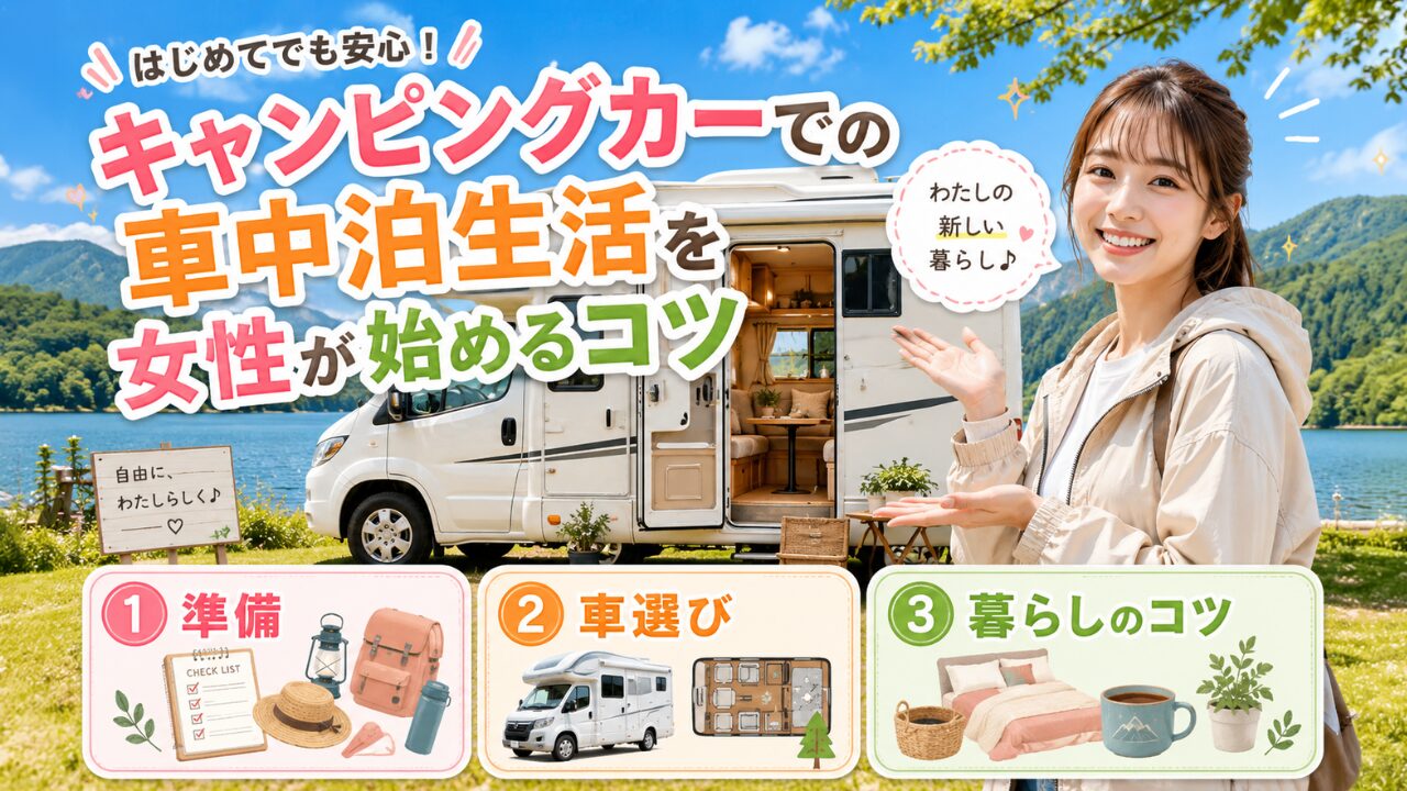 キャンピングカーでの車中泊生活を女性が始めるコツ