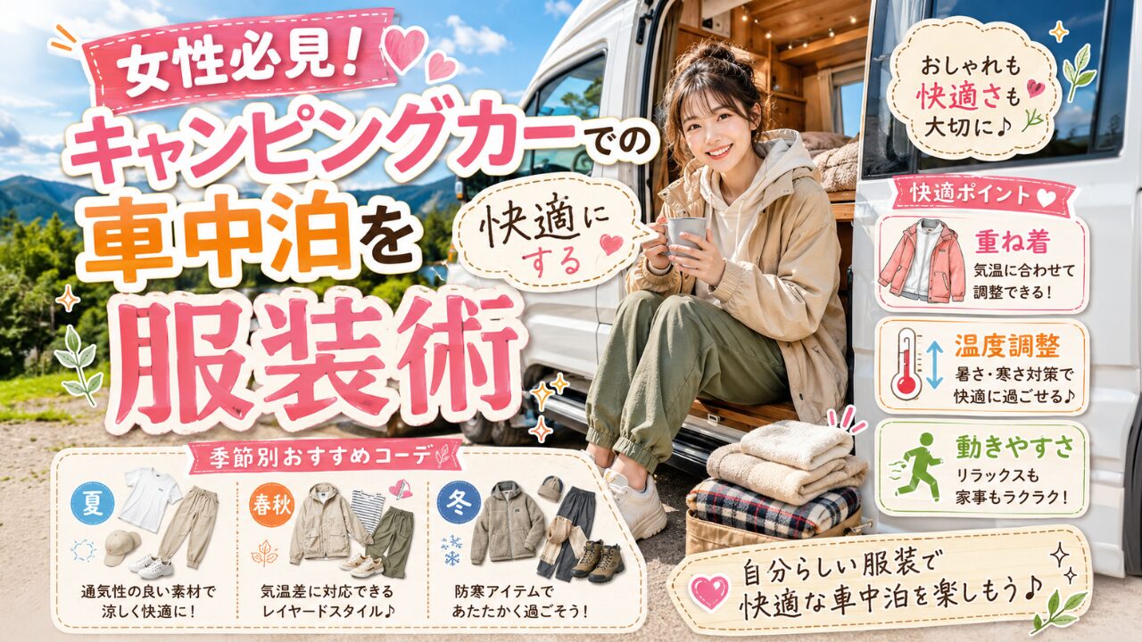 女性必見！キャンピングカーでの車中泊を快適にする服装術