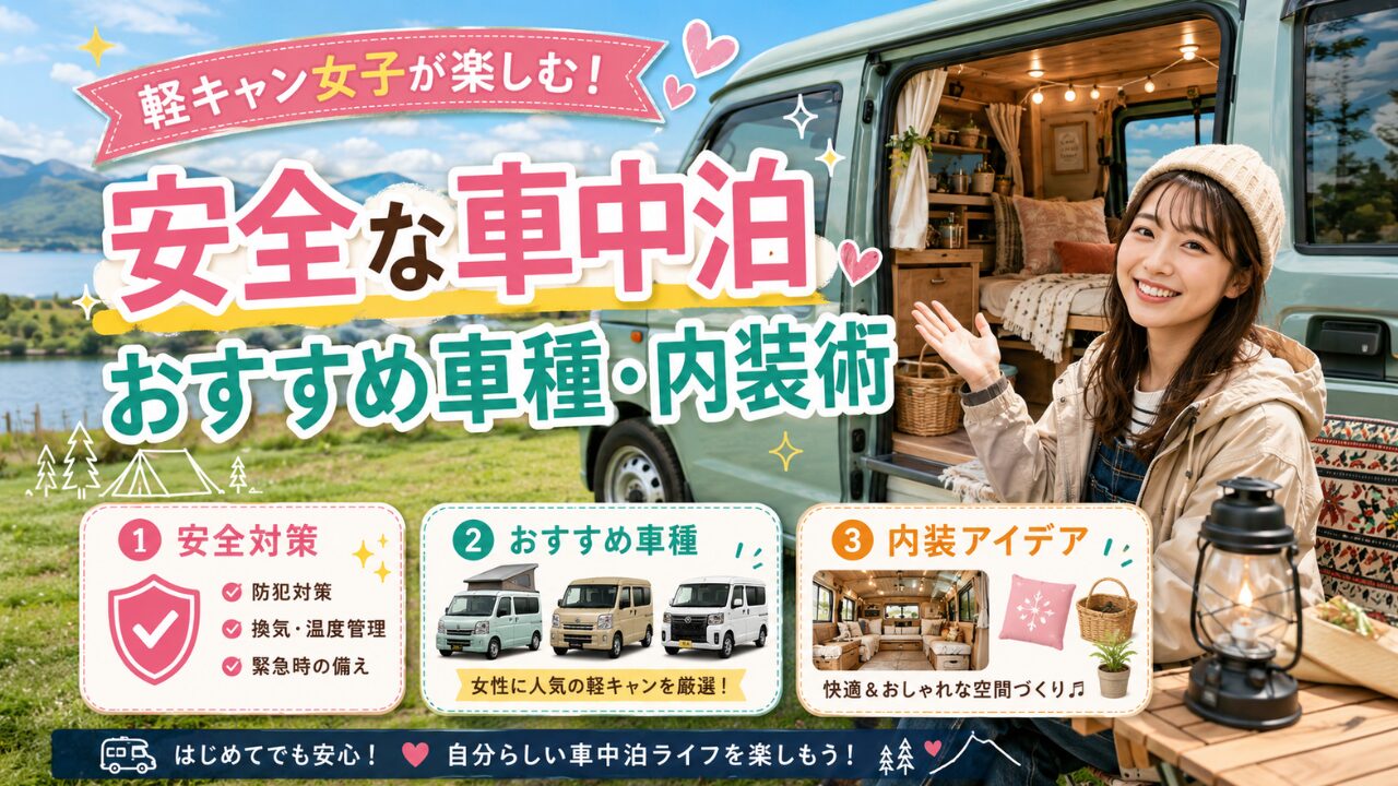 軽キャン女子が楽しむ！安全な車中泊とおすすめ車種・内装術