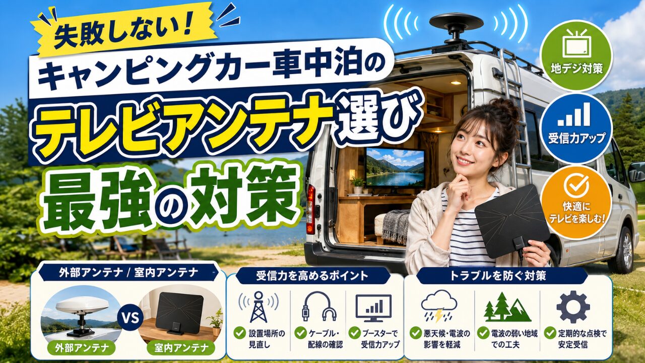 キャンピングカー車中泊のテレビアンテナ選びと最強の対策