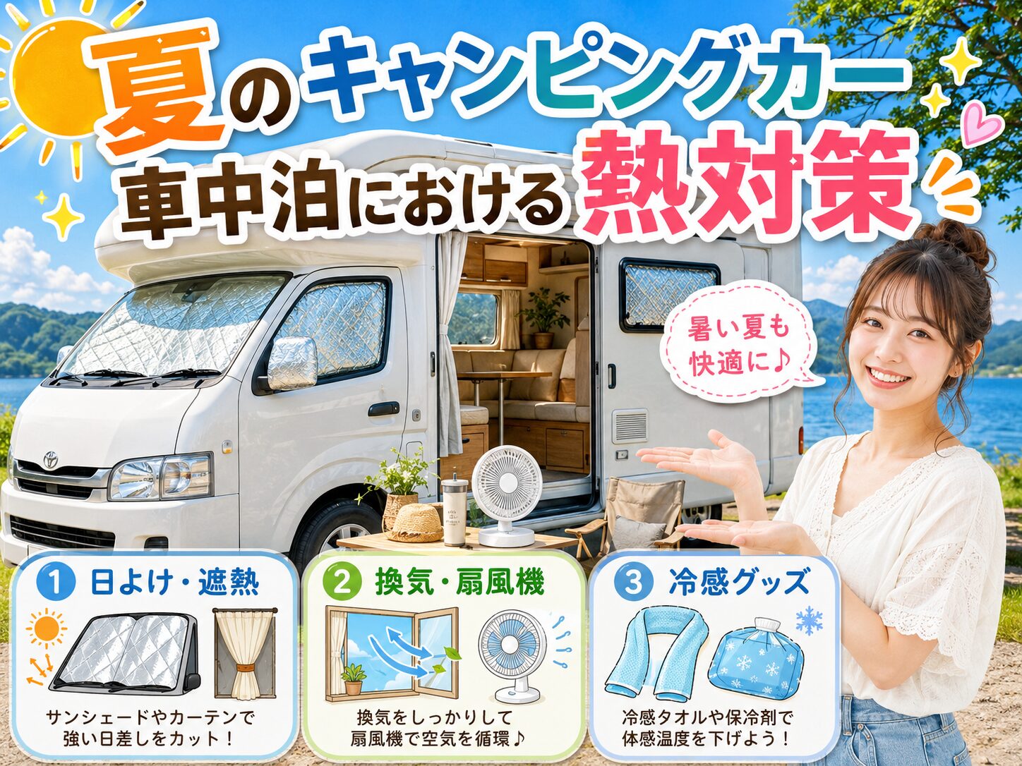 夏のキャンピングカー車中泊における熱対策