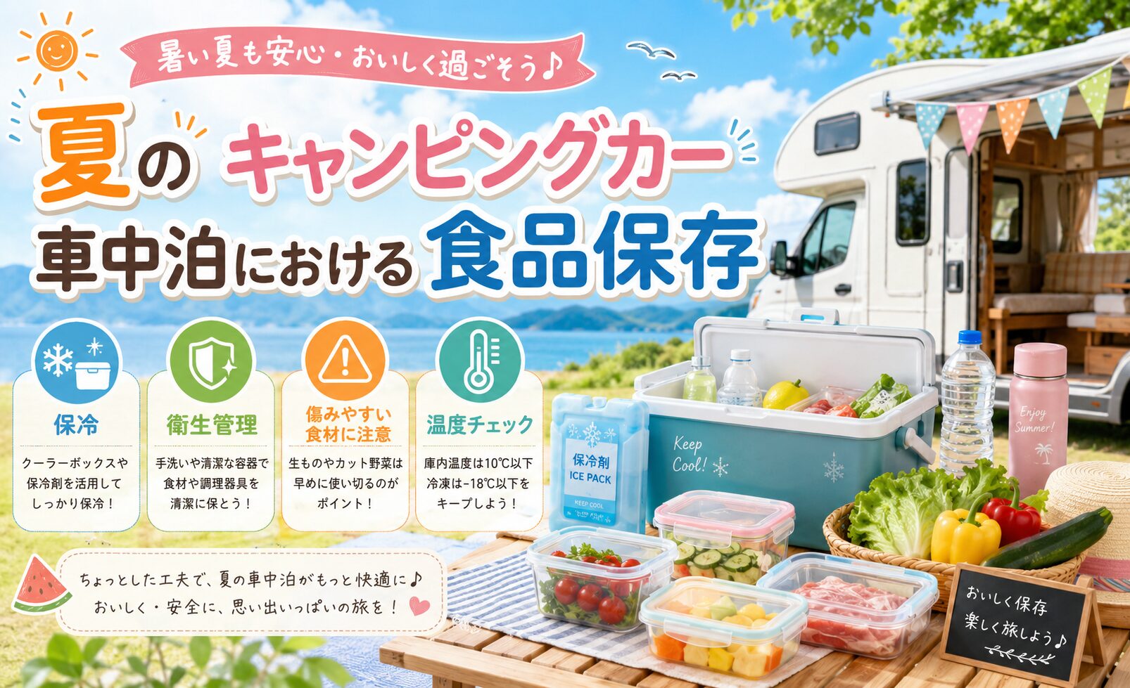 夏のキャンピングカー車中泊における食品保存