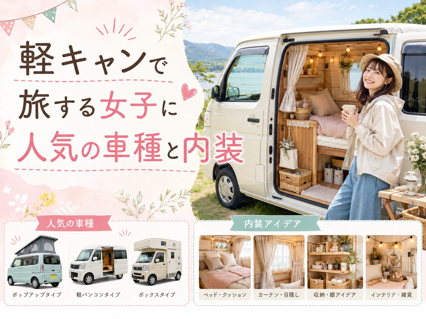 軽キャンで旅する女子に人気の車種と内装