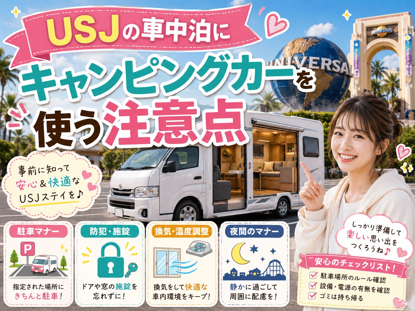 USJの車中泊にキャンピングカーを使う注意点