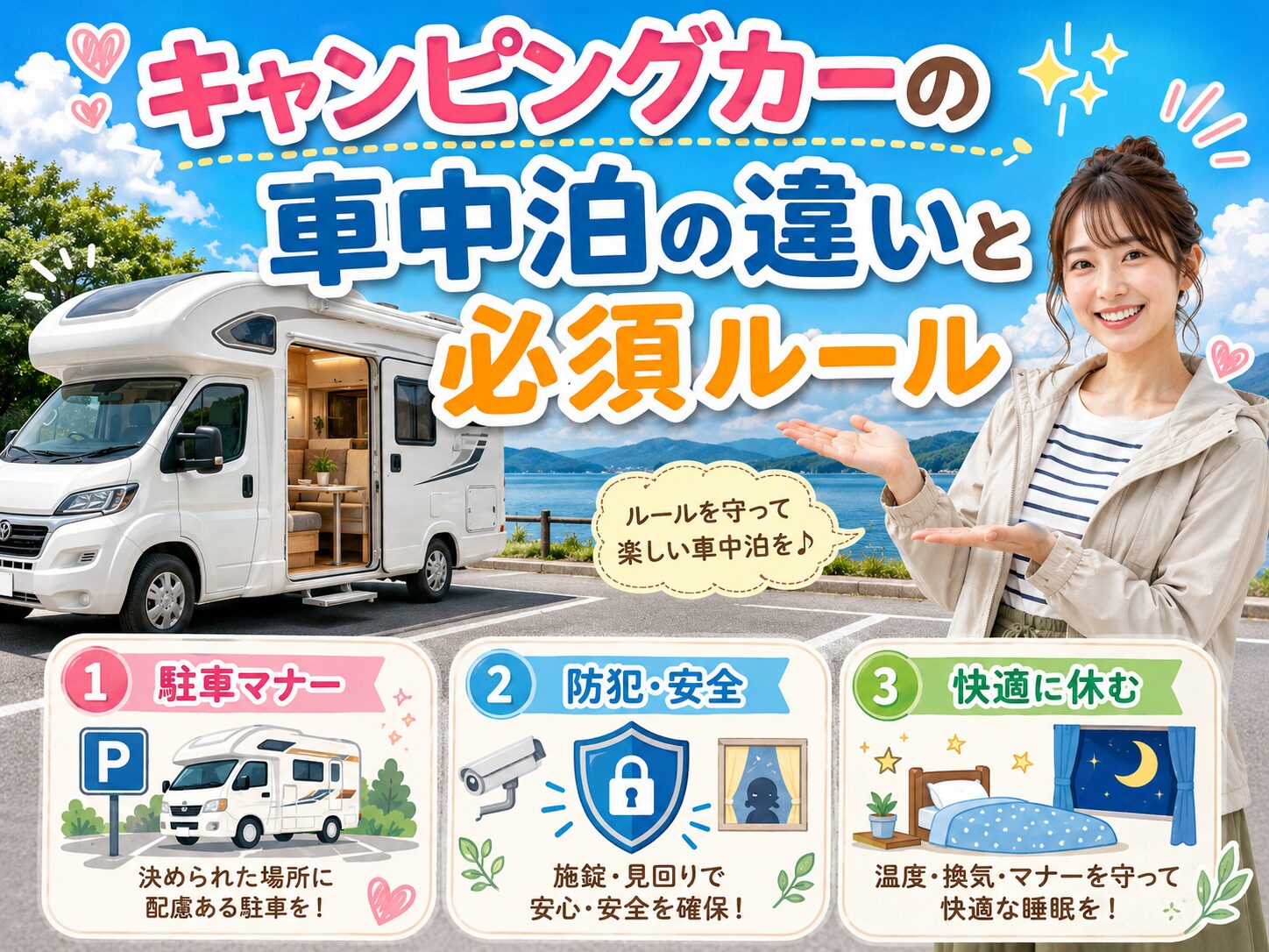 キャンピングカーの車中泊の違いと必須ルール