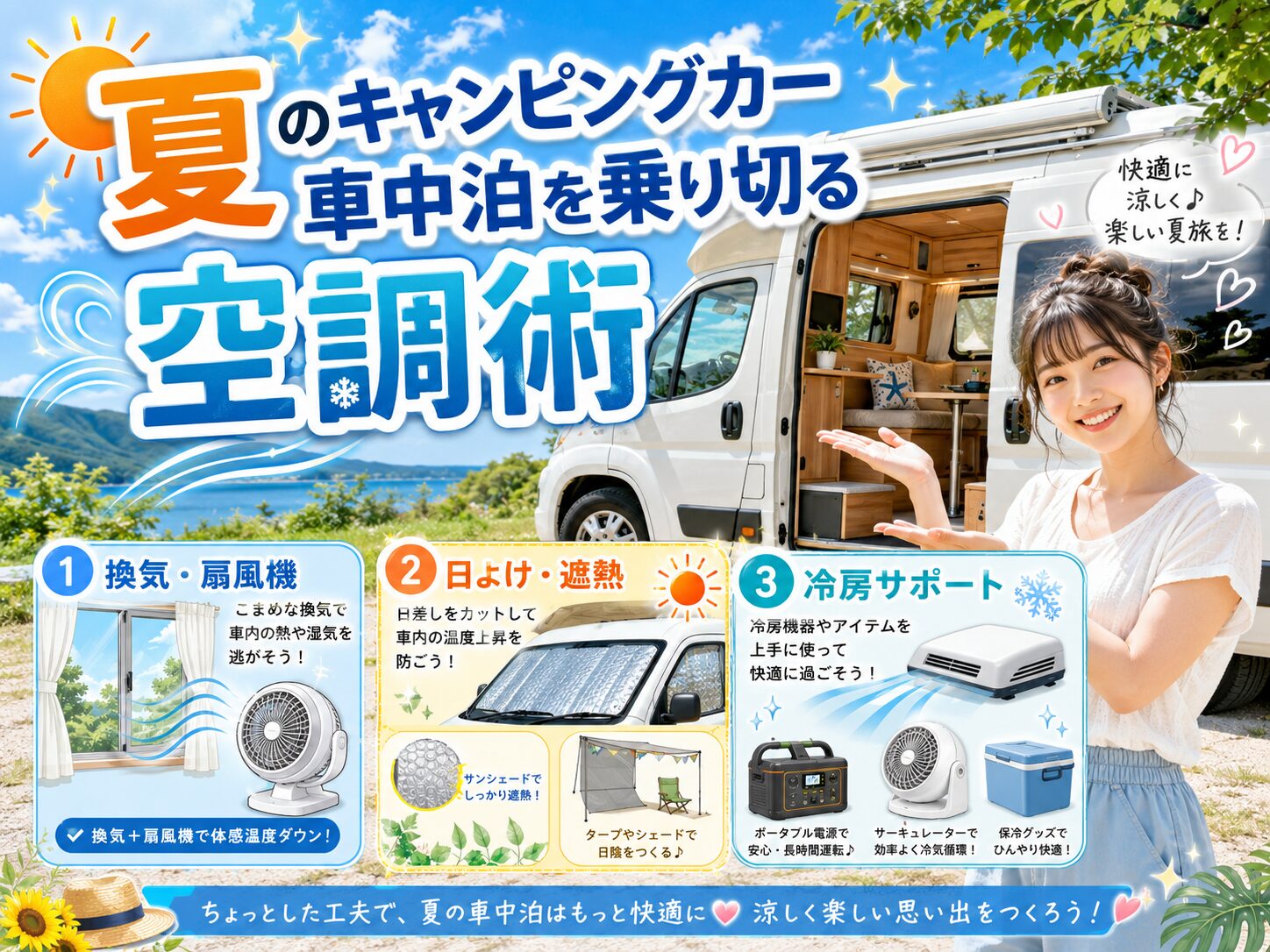 夏のキャンピングカー車中泊を乗り切る空調術