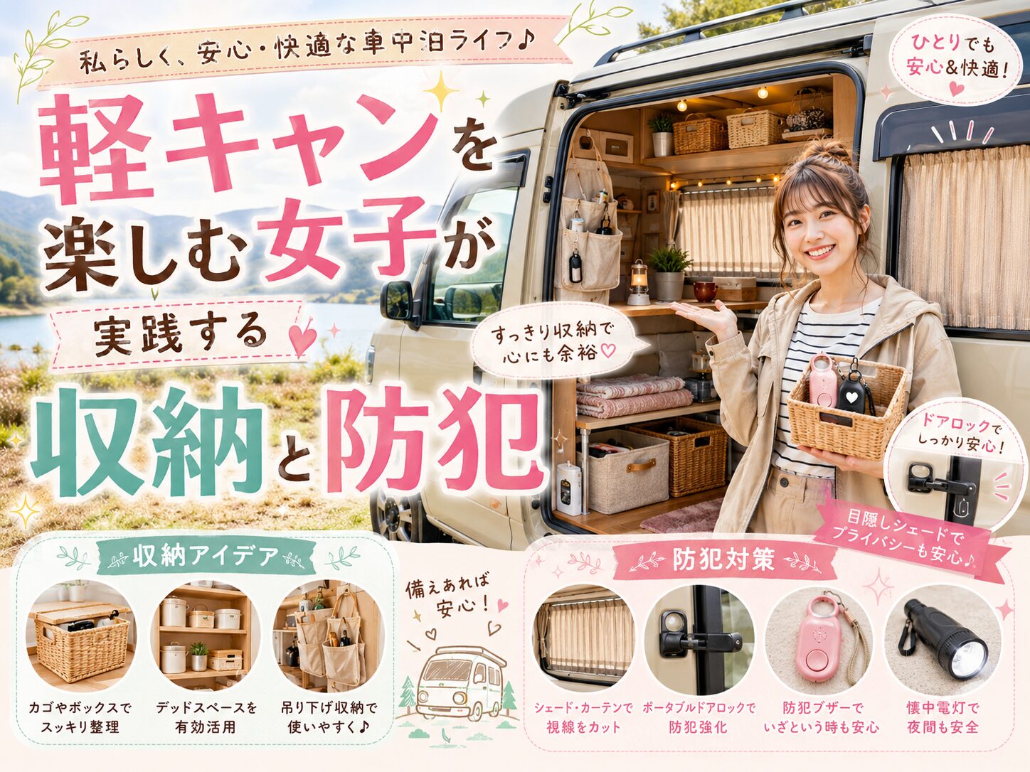 軽キャンを楽しむ女子が実践する収納と防犯