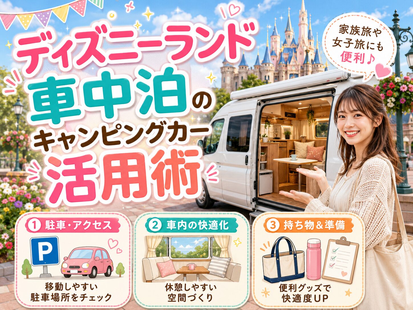 ディズニーランド車中泊のキャンピングカー活用術