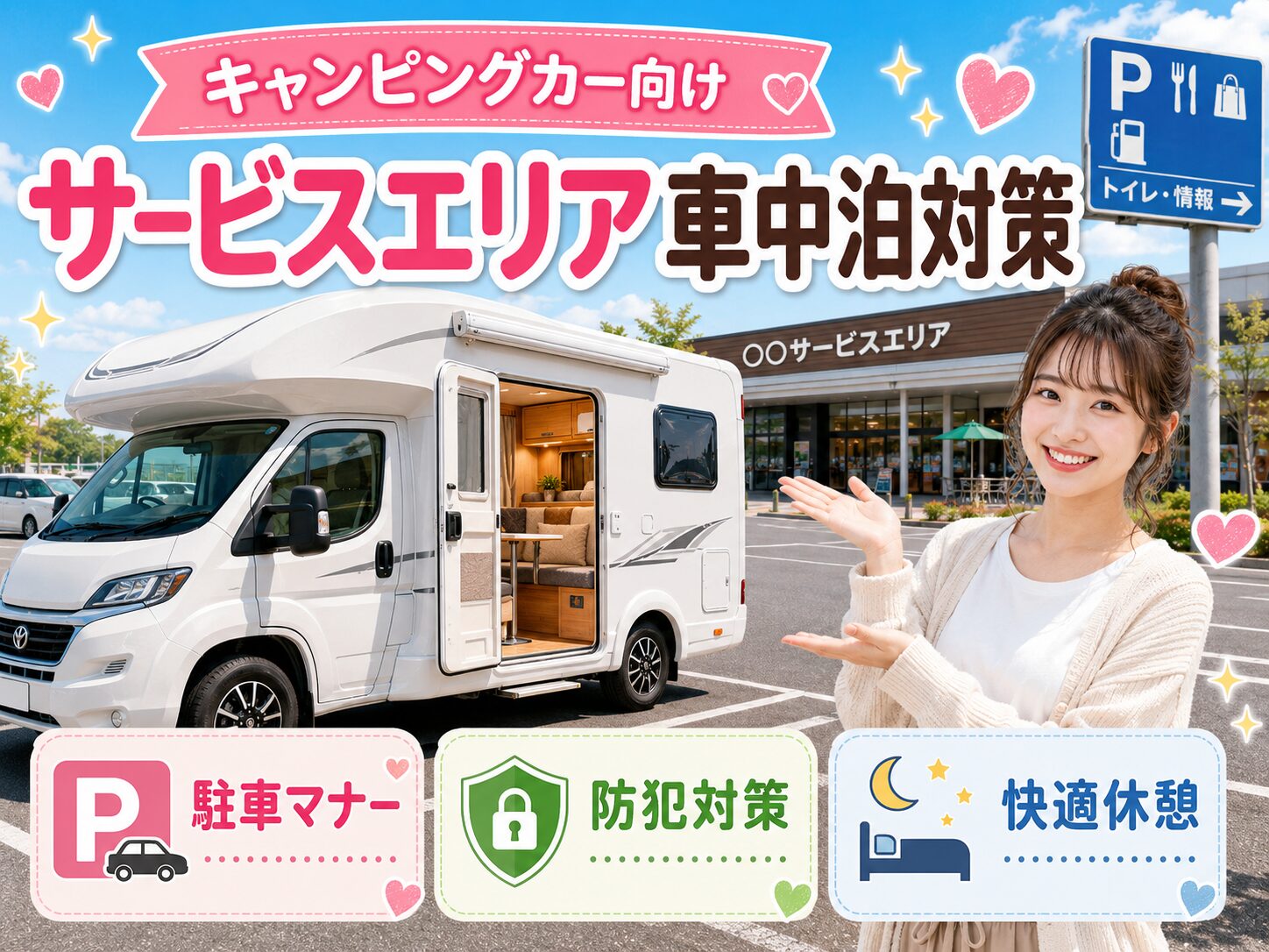 キャンピングカー向けサービスエリア車中泊対策