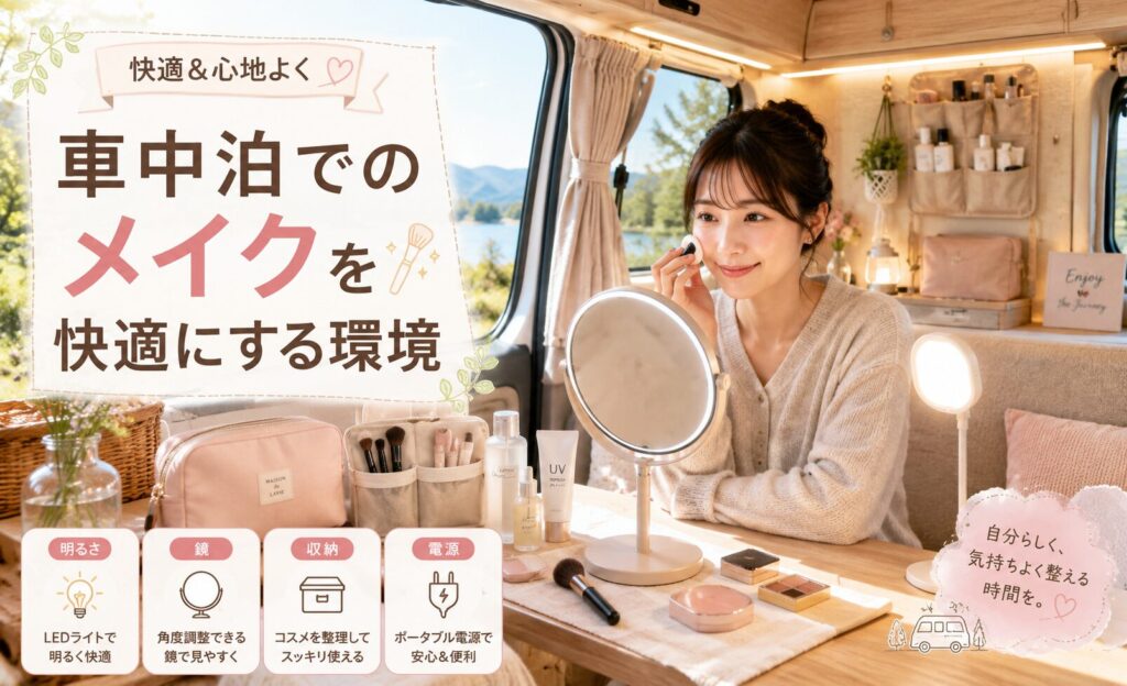 車中泊でのメイクを快適にする環境
