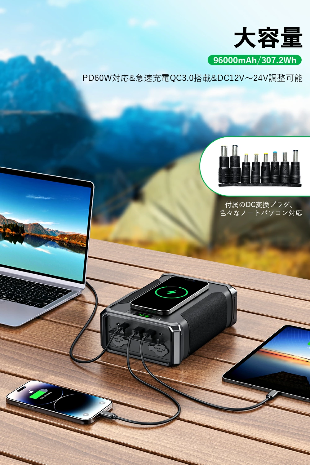 IWASHN ポータブル電源 GP50 小型 307.2Wh/96000mAh